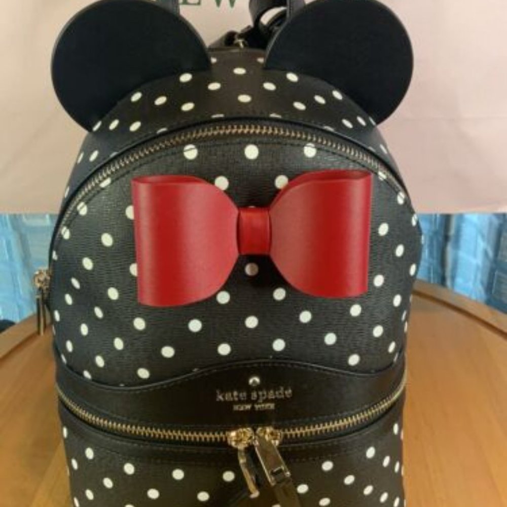 Kate Spade NWT Disney New York Minnie dome backpack Polka Dot Leather